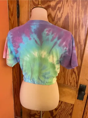 2015 Grateful Dead Tie Dye Crop Top Medium Dancing Bears Graphic Tee Custom Crop thumbnail 9
