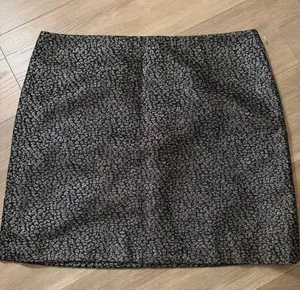 LOFT Black Mini Skirt with Silver Micro-Print thumbnail 1