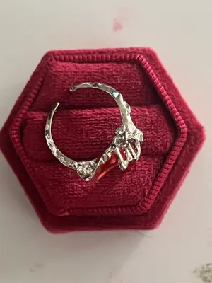 &merci Vintage/Gothic Design Silver/ Red Punk Design Ring Adjustable Size 6-9 thumbnail 3
