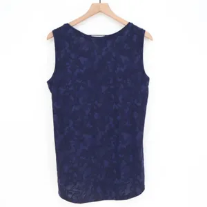 Simply Vera Tank Top Womens M Vera Wang Navy Blue Floral Burnout Excellent thumbnail 5