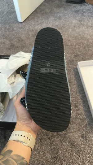 Nine West Slide Sandals blue denim with studs thumbnail 5