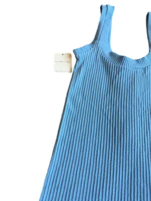 Intimately Free People Blue Henley Tank Top Stretchy Textured Fitted Medium NWT thumbnail 10