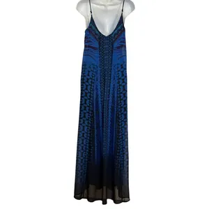 EXPRESS Blue Ombre Geometric Print‎ Boho Maxi Dress EUC Size XS thumbnail 5
