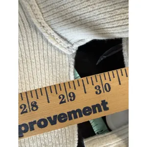Free People Women Cream Ribbed Knit Cropped Crew Neck Sweater Large 4180 thumbnail 7