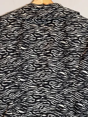 Sandro Studio Zebra Print Ruffle Jacket Women's Small Black White Designer Fun thumbnail 12
