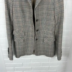 Zara Wool Blend Brown Houndstooth Knit Blazer Jacket Size XS thumbnail 5