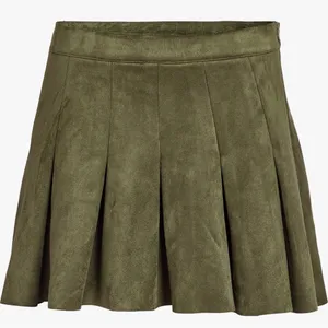 Noisy May Ekko Kenja Pleated Faux‎ Suede Mini Skirt NWT Size Large Olive Green thumbnail 1