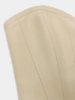 ZARA Strapless Beige Corset Top thumbnail 5