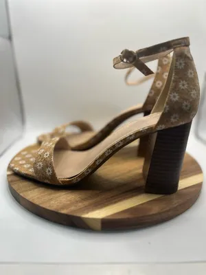 Kelly & Katie Floral Cork Daisy Flower Block Heel Sandlal Size 9M EUC thumbnail 4