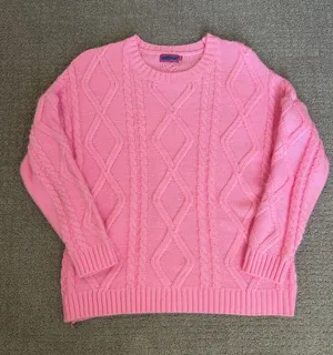 Edikted Pink Cable-Knit Oversized Crewneck Sweater Size XS/S thumbnail 1