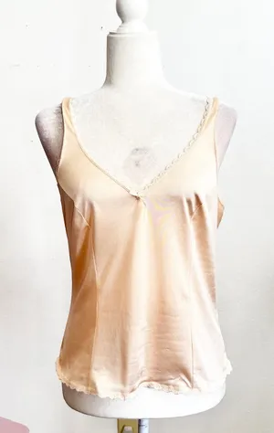 Vintage Lace Trim Tank Top, Coquette Y2K Fairycore‎ 2000s Bridal Medium thumbnail 1