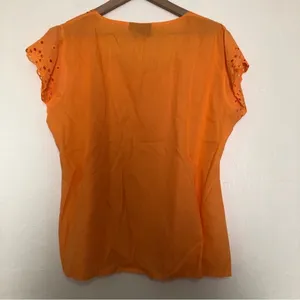 Ruby n Style Orange Cotton Cutout Embroidery Beaded Cap Short Sleeve Blouse thumbnail 9