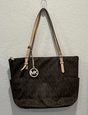 MICHAEL Michael Kors Brown Signature Coated‎ Leather Jet Set East West Tote thumbnail 1