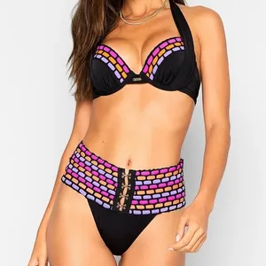 Beach Bunny Kira High Waist Bikini Bottom Multicolor Crochet Festival Boho Large thumbnail 9