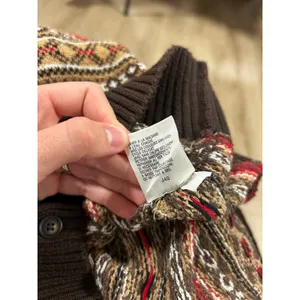 Vintage Lizsport Fair Isle Sweater Vest Brown Red Cotton Blend Button Front M thumbnail 6