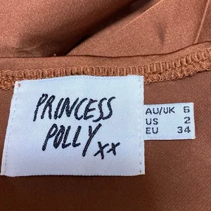 Princess Polly Jones Brown Silk Satin Ruched Slim Side Zip Maxi A-Line Skirt 2 thumbnail 4
