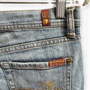 7 for all Mankind Rocker Silhouette Low Rise Medium Wash Jeans Flare Bootcut 28 thumbnail 4