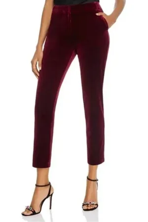 Alice + Olivia‎ Olivia Burgundy Merlot Velvet Bootcut Trousers Pants Size 0 thumbnail 1