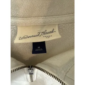 Universal Threads Off White Sweatshirt Women's M Zippered Front Long Sleeve thumbnail 4