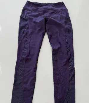 Gymshark Dry Full Length Leggings Purple Athletic Pants Cutout Mesh Size M thumbnail 1