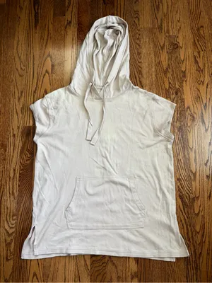 Pact Savannah Organic Cotton Short Sleeve Pullover Hoodie Sweatshirt Beige M thumbnail 2