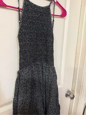 Kimchi Blue Black & White Textured Backless Smocked Maxi Dress thumbnail 2