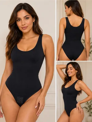 Seamless Scoop Neck Black Shapewear Bodysuit - Women Intimates thumbnail 2