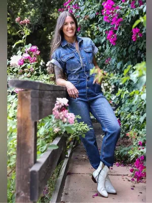 Free People Marci Denim Jumpsuit Blue S thumbnail 3
