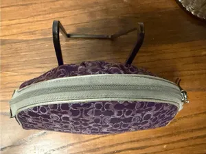coach Purple Jacquard Cosmetic Case with Metallic Accents Coach charm added thumbnail 6