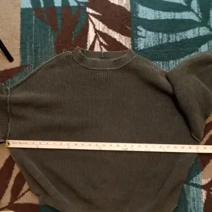 Aerie Oversized Olive Green Ribbed Knit Cotton Blend Baloon Sleeves Medium thumbnail 7
