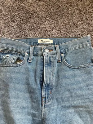 Madewell Light Blue Distressed Straight-Leg Jeans thumbnail 4