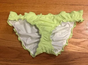 Victoria's Secret neon lime green ruffle bathing suit bottoms thumbnail 1