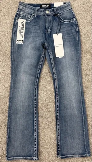 Sky nwt size 11 / 30 Bootcut Jeans with Red, White & Blue Star Pockets thumbnail 1