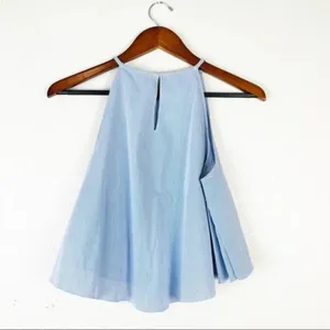 ZARA‎ BASIC Blue Striped Flowy Crop Top Halter Neck Small thumbnail 6