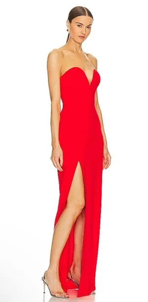 Amanda Uprichard x Revolve Cherri Strapless Maxi Gown In Crimson Red thumbnail 3