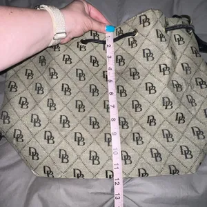 Dooney & Bourke Signature DB Monogram Drawstring‎ Bucket Shoulder Bag Black Gray thumbnail 12