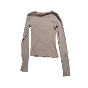 NWOT H&M Size XS Y2K Long Sleeve‎ Ribbed Brown Round Neck Cotton Stretch Causal thumbnail 6