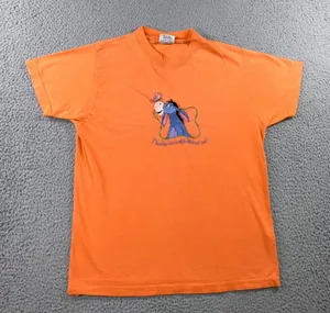 VTG Pooh T-Shirt‎ Women L Orange Eeyore Embroidered Boxy Retro Soft Girl Kidcore thumbnail 1