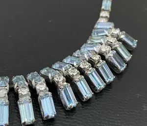 Vintage Unsigned Juliana? Blue Topaz Bib Statement Choker Necklace 35.0g thumbnail 12