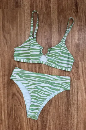 SheIn Green Zebra Swimsuit Set thumbnail 1