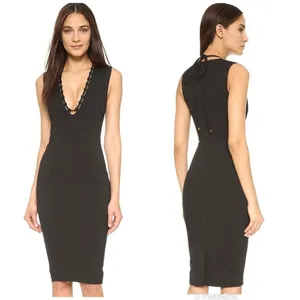 FINDERS KEEPERS Black Lace Up Fitted Midi Dress Sleeveless Party Size XXS‎ thumbnail 5
