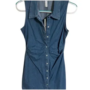 ✨Zara Denim Button Down Smocked Sz Large Dress✨ thumbnail 6