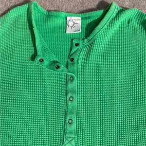 Offline by Aerie NWOT Green Oversized Long Sleeve Waffle Knit Henley Tunic - L thumbnail 7