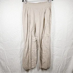 Abercrombie‎ & Fitch Women Trousers Sz M Tan Linen Pleated High Rise Wide Leg thumbnail 2