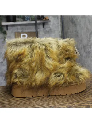 A New Day Womens Terra Boots Faux Fur Fuzzy 94715799 Brown 11M thumbnail 7