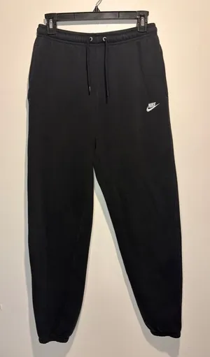 Nike Black Joggers White Swoosh Elastic Waist & Hem Athletic Holiday 2025 SZ S thumbnail 1