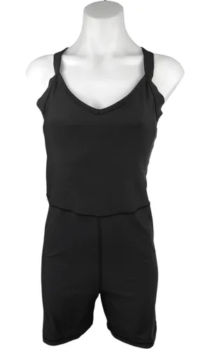 Old Navy Active Black Powersoft Workout Athletic One Piece Romper Shorts Size L thumbnail 1