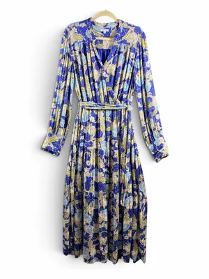 BTFL-LIFE Anniki Floral Long-Sleeve Maxi Faux Wrap Dress, Large thumbnail 2