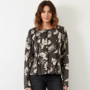 Oli & Hali Bohemian Cotton Ribbed Foliage Washed Brown Long Sleeve size medium thumbnail 2
