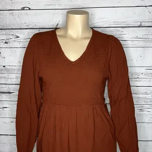 Sonoma NWT Size XL Brown Smock Elastic V-Neckline Boho Peasant Top Blouse thumbnail 2